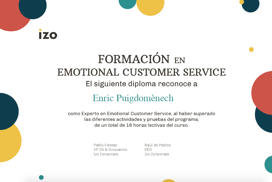 Certificado Emotional Customer Service IZO imagen