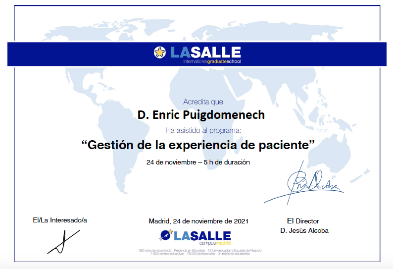 Diploma La Sallle - Experiencia de Paciente